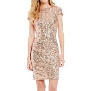 Badgley Mischka Manhattan Sequin Dress in Gold sz 6
